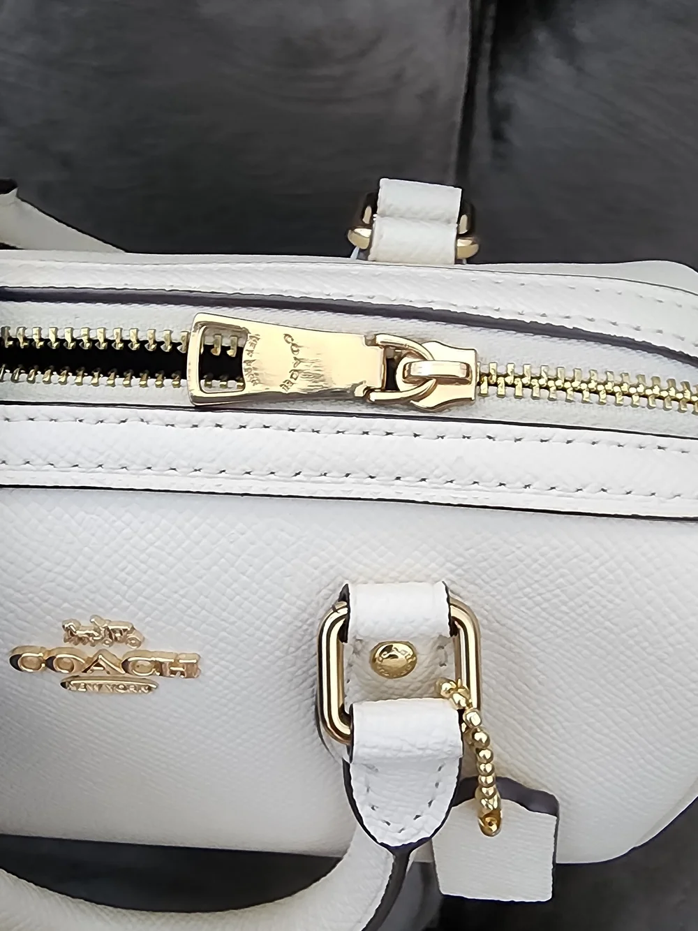 Coach Pebbled Leather Mini Boston Satchel in White - Picture 7 of 9